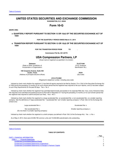 Thumbnail USA Compression Partners
 10-Q Quarterly Report FY2014 