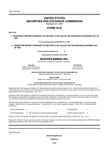 Thumbnail McEwen Mining 10-Q Quarterly Report FY2014 