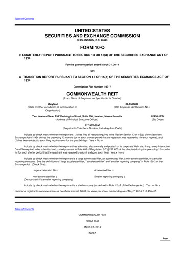 Vorschaubild Equity Commonwealth 10-Q Quartalsbericht 2014 