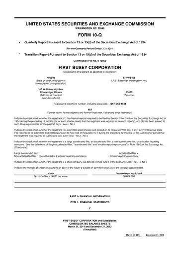 Thumbnail First Busey 10-Q Quarterly Report FY2014 