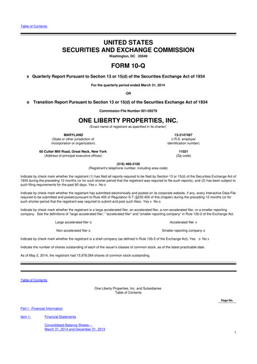 Thumbnail One Liberty Properties 10-Q Quarterly Report FY2014 