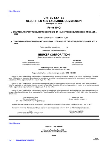 Thumbnail Bruker 10-Q Quarterly Report FY2014 