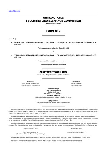 Thumbnail Shutterstock 10-Q Quarterly Report FY2014 