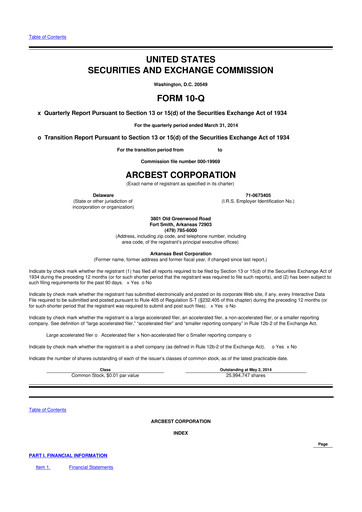 Thumbnail ArcBest 10-Q Quarterly Report FY2014 