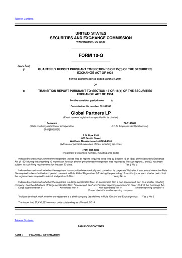 Thumbnail Global Partners LP 10-Q Quarterly Report FY2014 