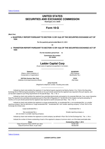 Thumbnail Ladder Capital
 10-Q Quarterly Report FY2014 