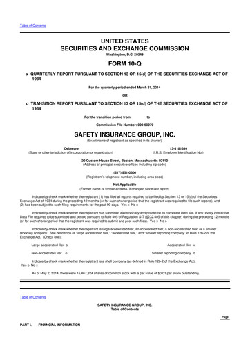 Miniature Safety Insurance
 10-Q Rapport trimestriel 2014 