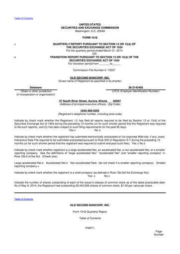 Thumbnail Old Second Bancorp 10-Q Quarterly Report FY2014 