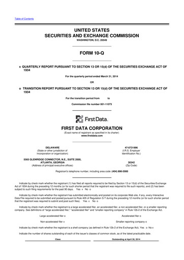 Thumbnail First Data Corporation 10-Q Quarterly Report FY 