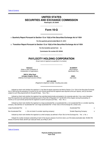 Thumbnail Paylocity 10-Q Quarterly Report FY2014 