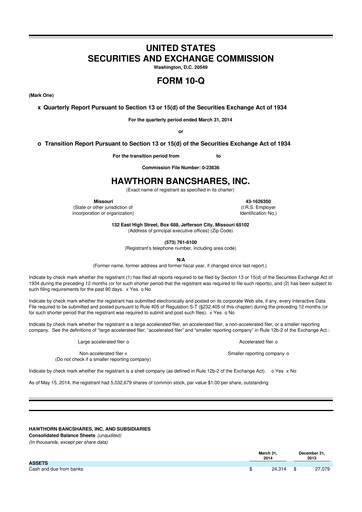 Vorschaubild Hawthorn Bancshares 10-Q Quartalsbericht  