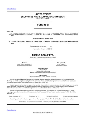 Thumbnail Essent Group 10-Q Quarterly Report FY2014 