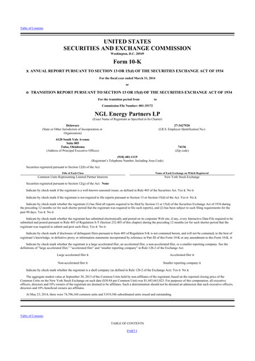 Thumbnail NGL Energy Partners
 10-K Annual Report 2014