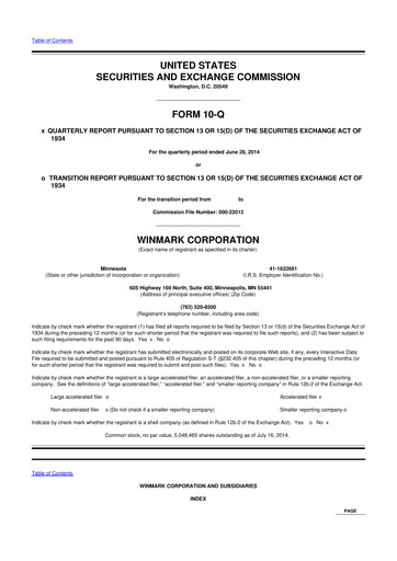 Thumbnail Winmark 10-Q Quarterly Report FY2014 