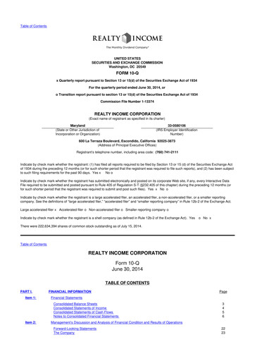 Vorschaubild Realty Income 10-Q Quartalsbericht 2014 