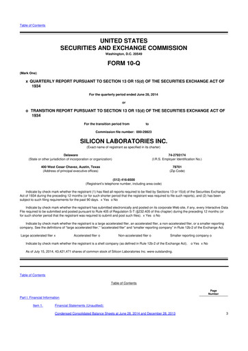 Thumbnail Silicon Labs
 10-Q Quarterly Report FY2014 