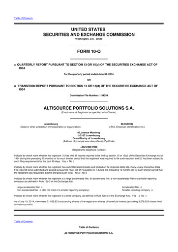 Thumbnail Altisource Portfolio Solutions
 10-Q Quarterly Report FY2014 