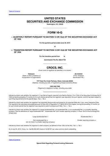 Miniature Crocs 10-Q Rapport trimestriel 2014 