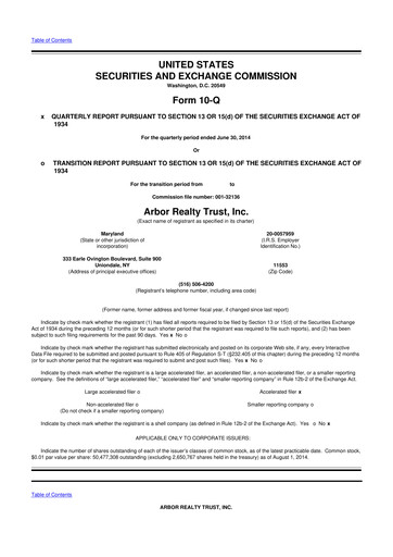 Vorschaubild Arbor Realty Trust
 10-Q Quartalsbericht 2014 