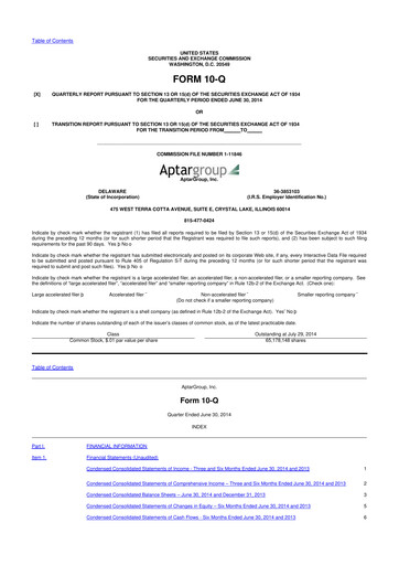 Miniature AptarGroup 10-Q Rapport trimestriel 2014 