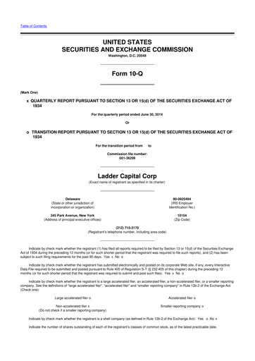 Thumbnail Ladder Capital
 10-Q Quarterly Report FY2014 