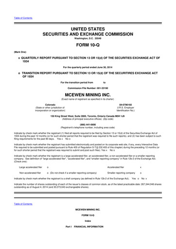 Thumbnail McEwen Mining 10-Q Quarterly Report FY2014 