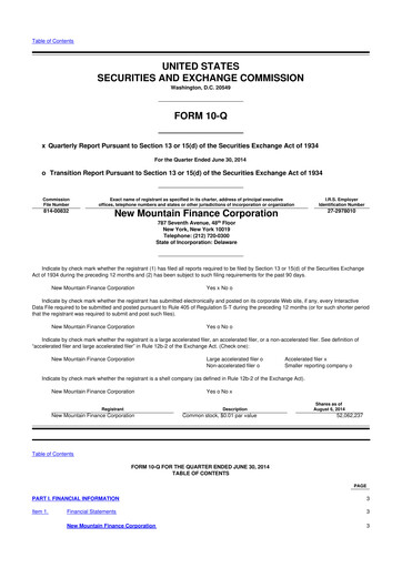Thumbnail New Mountain Finance Corporation 10-Q Quarterly Report FY 