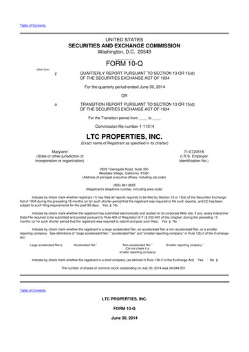 Thumbnail LTC Properties 10-Q Quarterly Report FY2014 