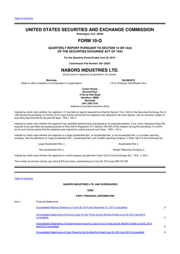 Miniature Nabors Industries
 10-Q Rapport trimestriel 2014 