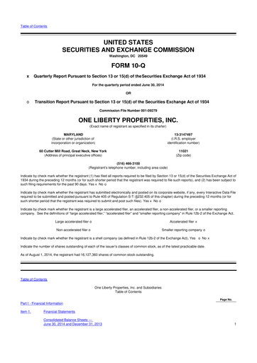 Thumbnail One Liberty Properties 10-Q Quarterly Report FY2014 