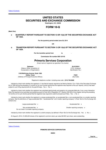 Vorschaubild Primoris Services Corporation
 10-Q Quartalsbericht 2014 