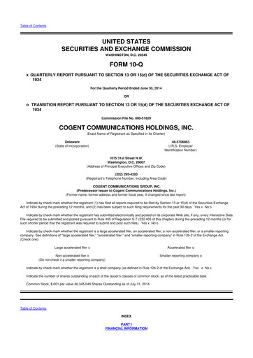Thumbnail Cogent Communications
 10-Q Quarterly Report FY2014 
