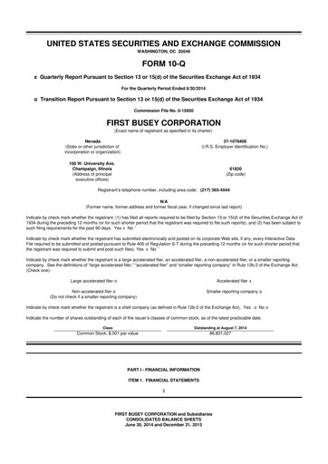 Thumbnail First Busey 10-Q Quarterly Report FY2014 