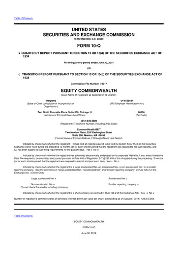 Vorschaubild Equity Commonwealth 10-Q Quartalsbericht 2014 