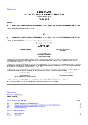 Thumbnail AbbVie 10-Q Quarterly Report FY2014 