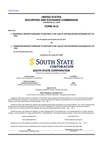 Miniature South State Corp 10-Q Rapport trimestriel 2014 