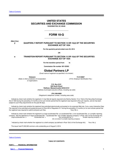 Thumbnail Global Partners LP 10-Q Quarterly Report FY2014 