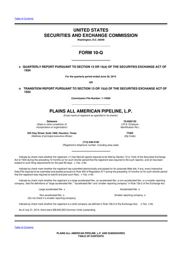 Thumbnail Plains All American Pipeline 10-Q Quarterly Report FY2014 
