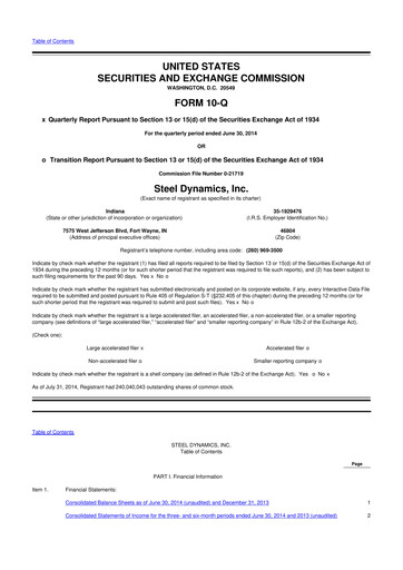 Thumbnail Steel Dynamics
 10-Q Quarterly Report FY2014 