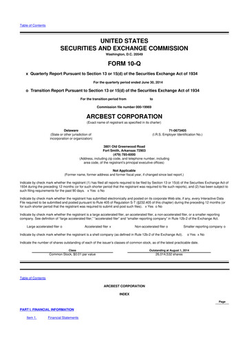 Thumbnail ArcBest 10-Q Quarterly Report FY2014 