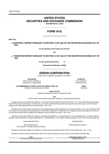 Thumbnail Geron 10-Q Quarterly Report FY2014 