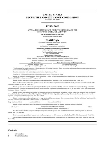 Miniature Diageo 20-F Rapport annuel 