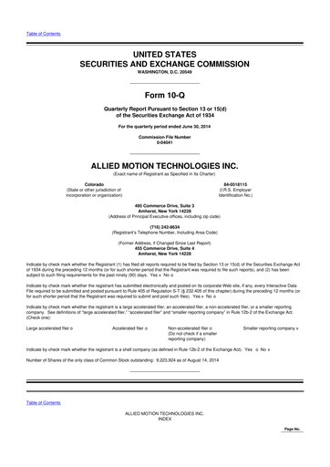 Thumbnail Allient 10-Q Quarterly Report FY2014 