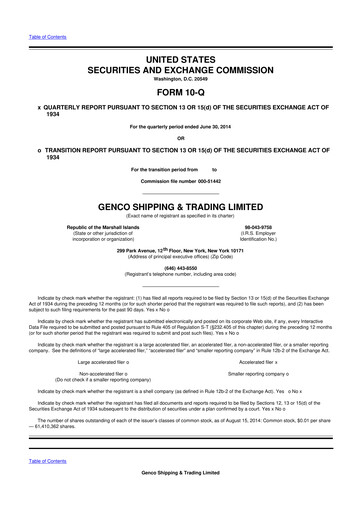 Vorschaubild Genco Shipping & Trading 10-Q Quartalsbericht 2014 