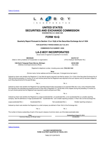 Thumbnail La-Z-Boy
 10-Q Quarterly Report FY2015 