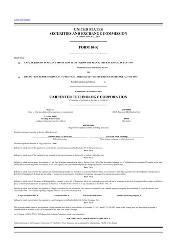 Thumbnail Carpenter Technology 10-K Annual Report 2014