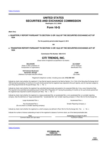 Vorschaubild Citi Trends, Inc. 10-Q Quartalsbericht  