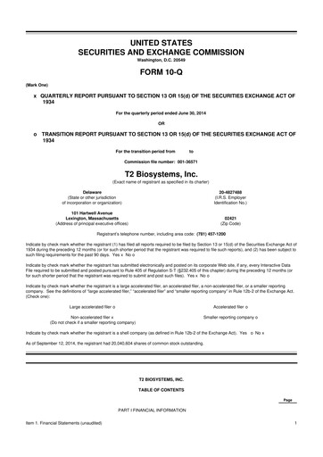 Thumbnail T2 Biosystems
 10-Q Quarterly Report FY2014 