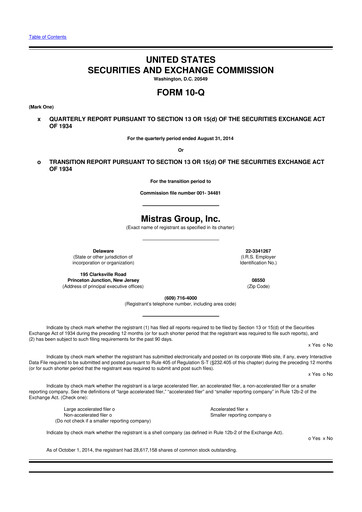 Thumbnail MISTRAS Group
 10-Q Quarterly Report FY2015 