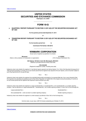 Thumbnail Winmark 10-Q Quarterly Report FY2014 
